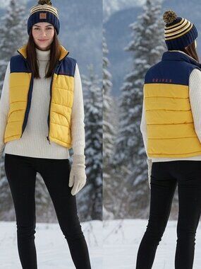 Dejavu Puffer Sporty Vest Blue/Yellow Colour Block